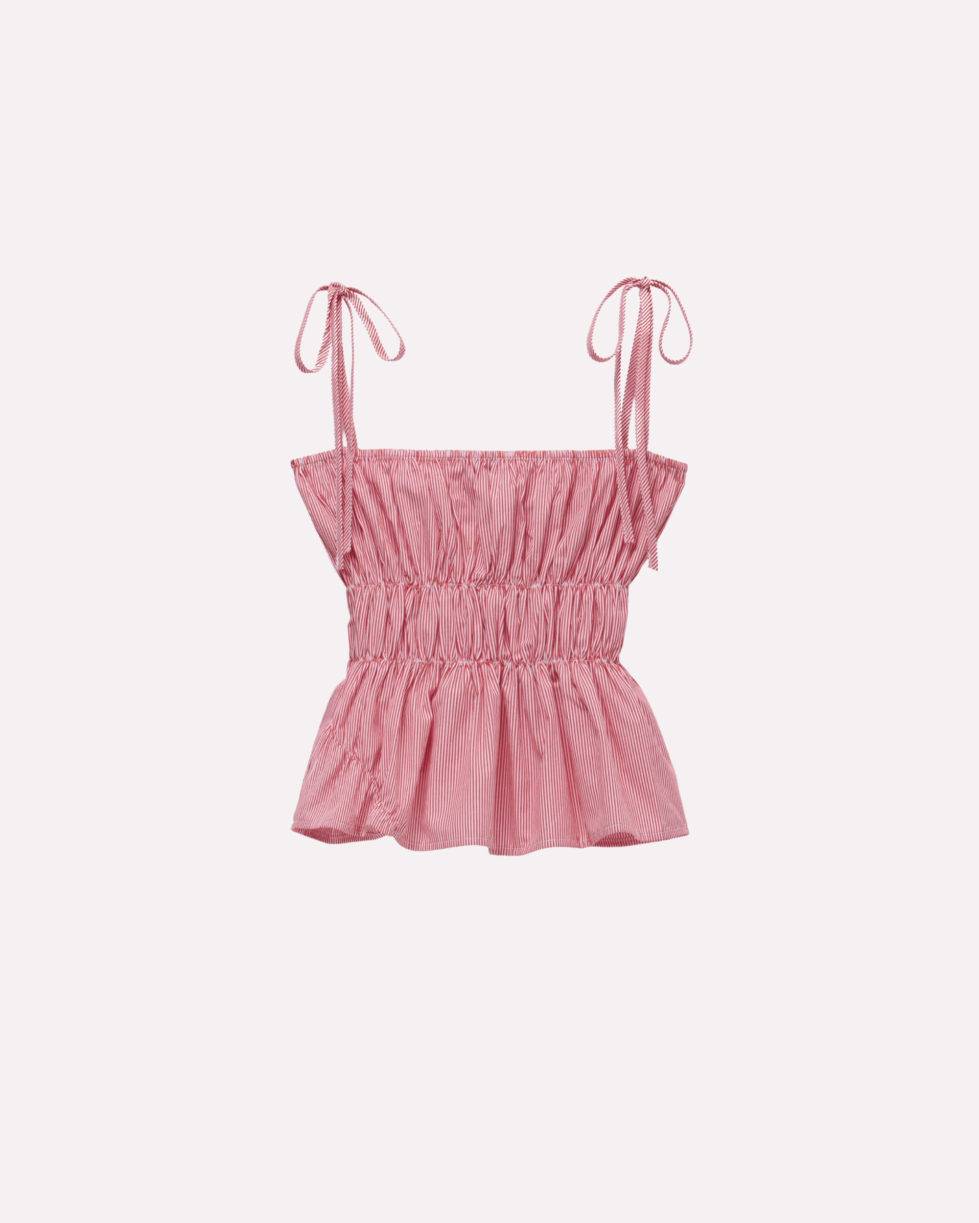Scrunched Tank - Cherry Pinstripe