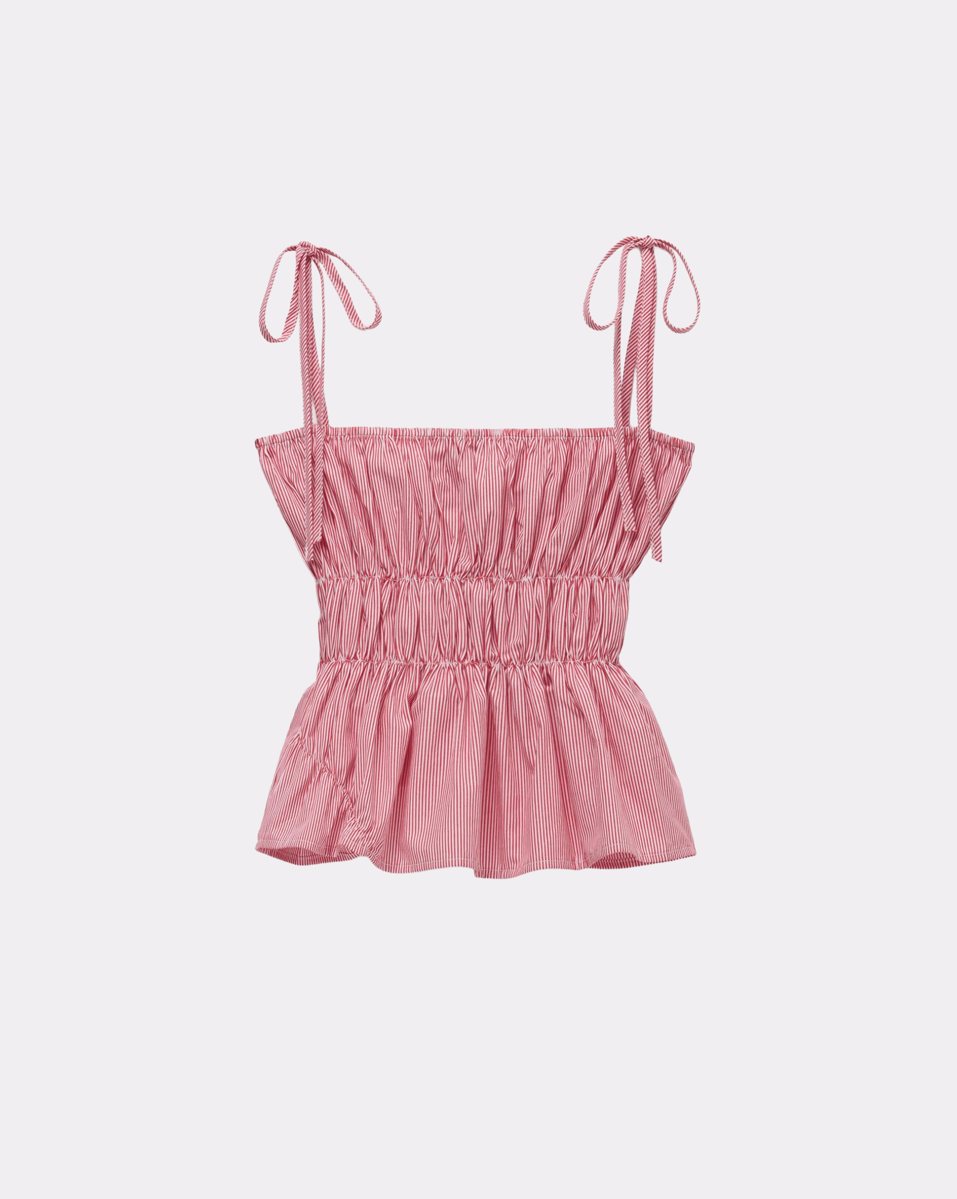 Scrunched Tank - Cherry Pinstripe