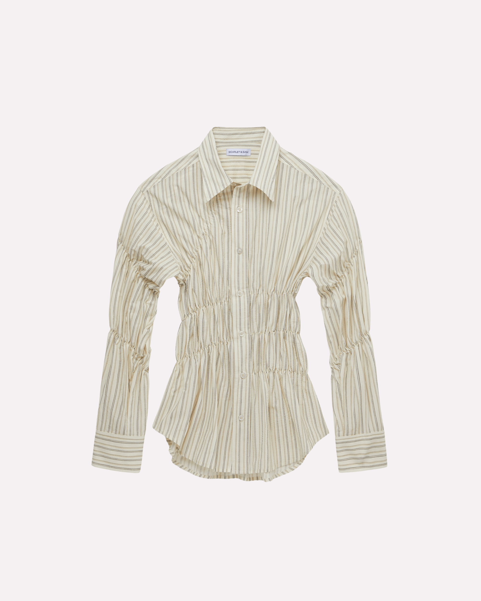 Scrunched Shirt - Butter Pinstripe