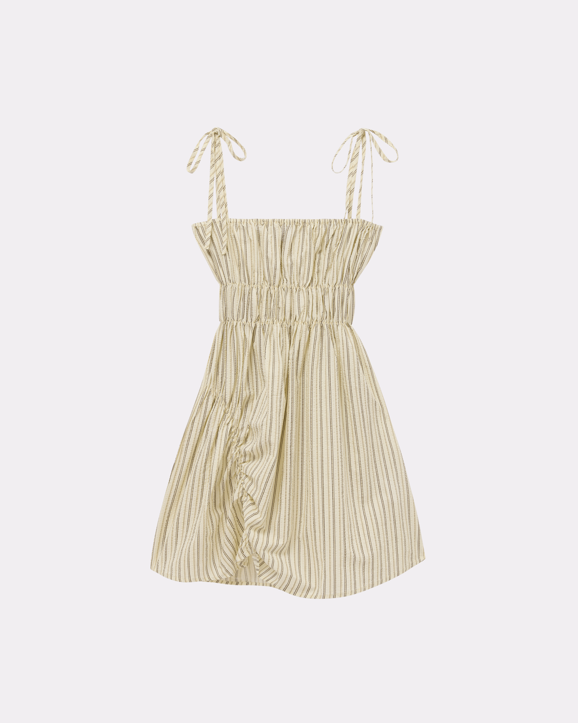 Scrunched Dress - Butter Pinstripe