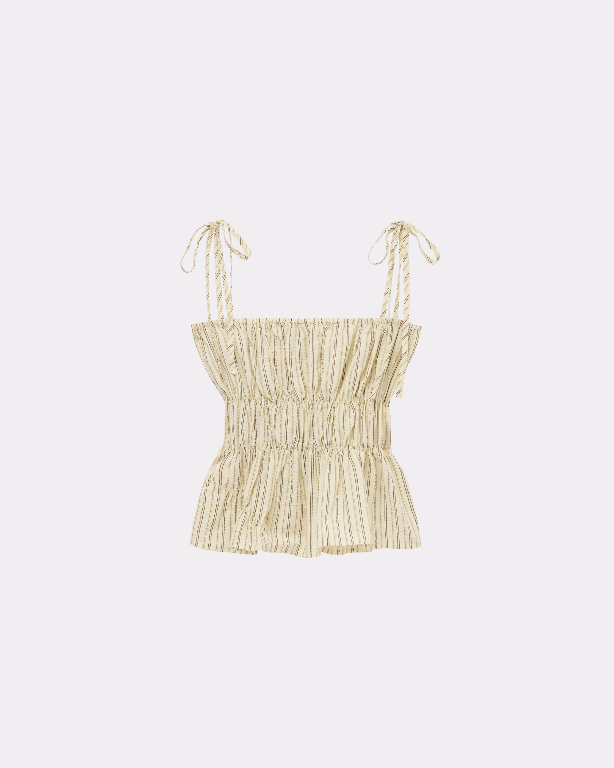 Scrunched Tank - Butter Pinstripe