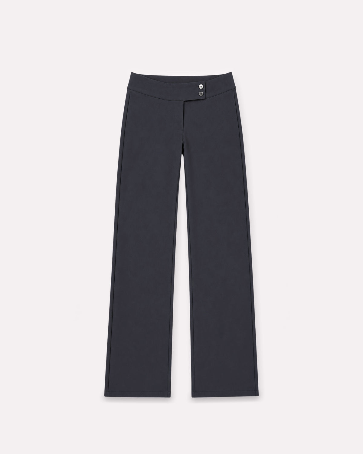 Charcoal Capsule Low Rise Pants, front view, laid flat.