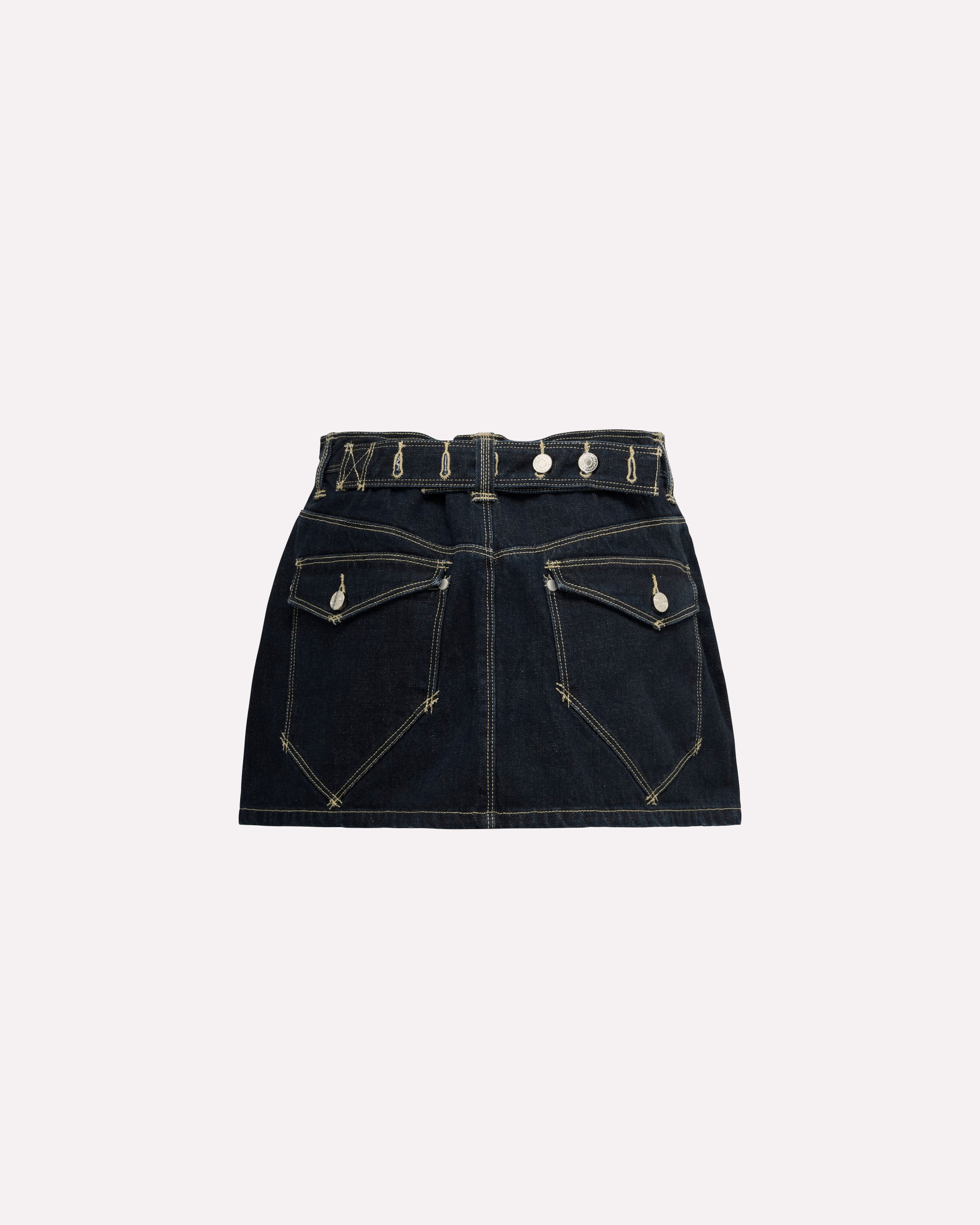 Signature Belted Denim Mini Skirt - Indigo