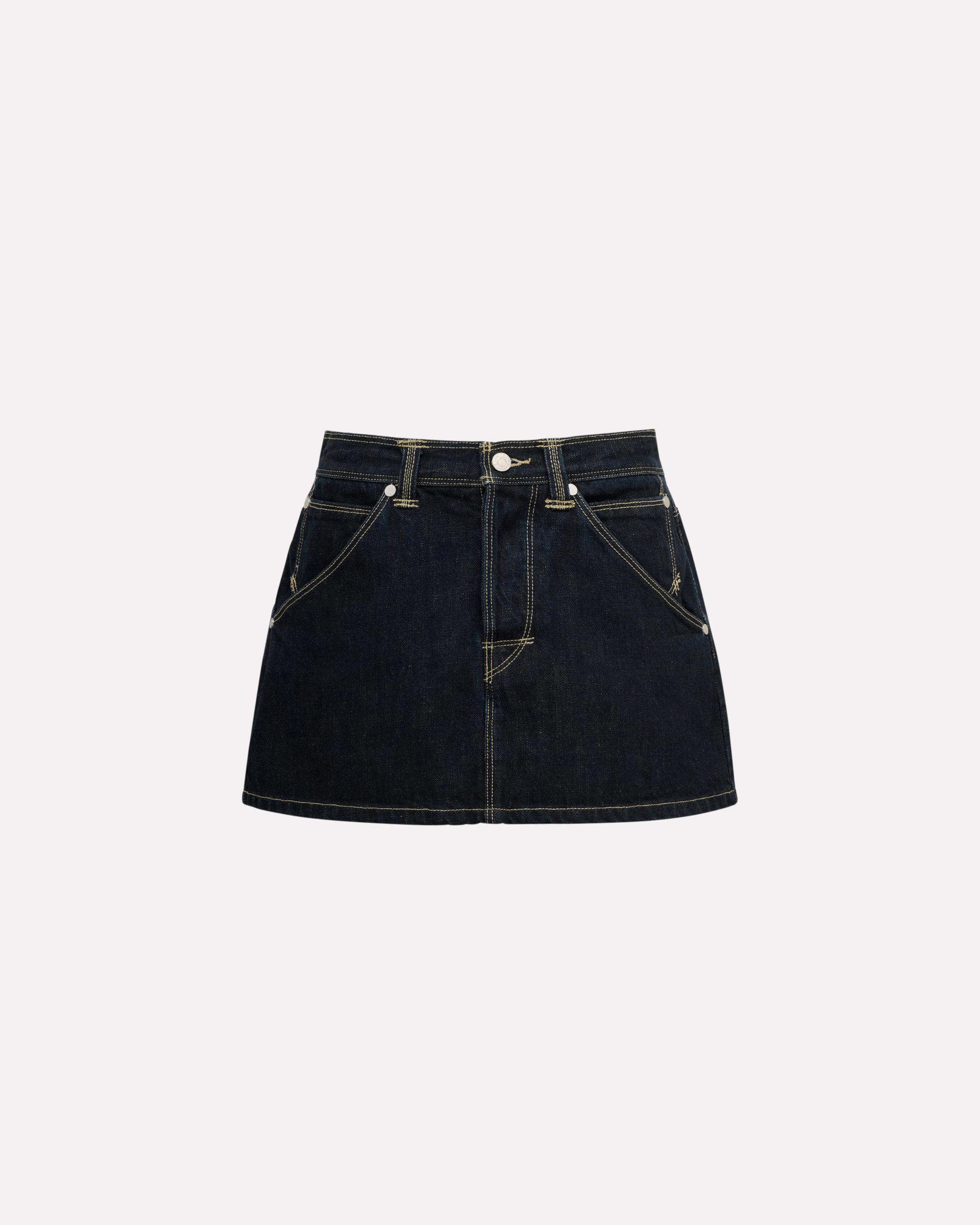 Signature Belted Denim Mini Skirt - Indigo