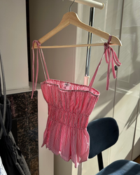 Scrunched Tank - Cherry Pinstripe