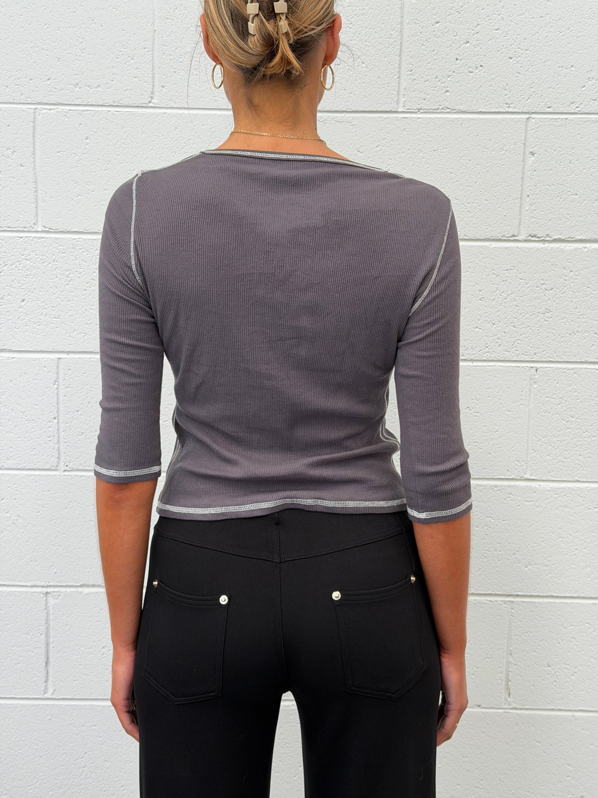 Henley Rib 1/2 Sleeve