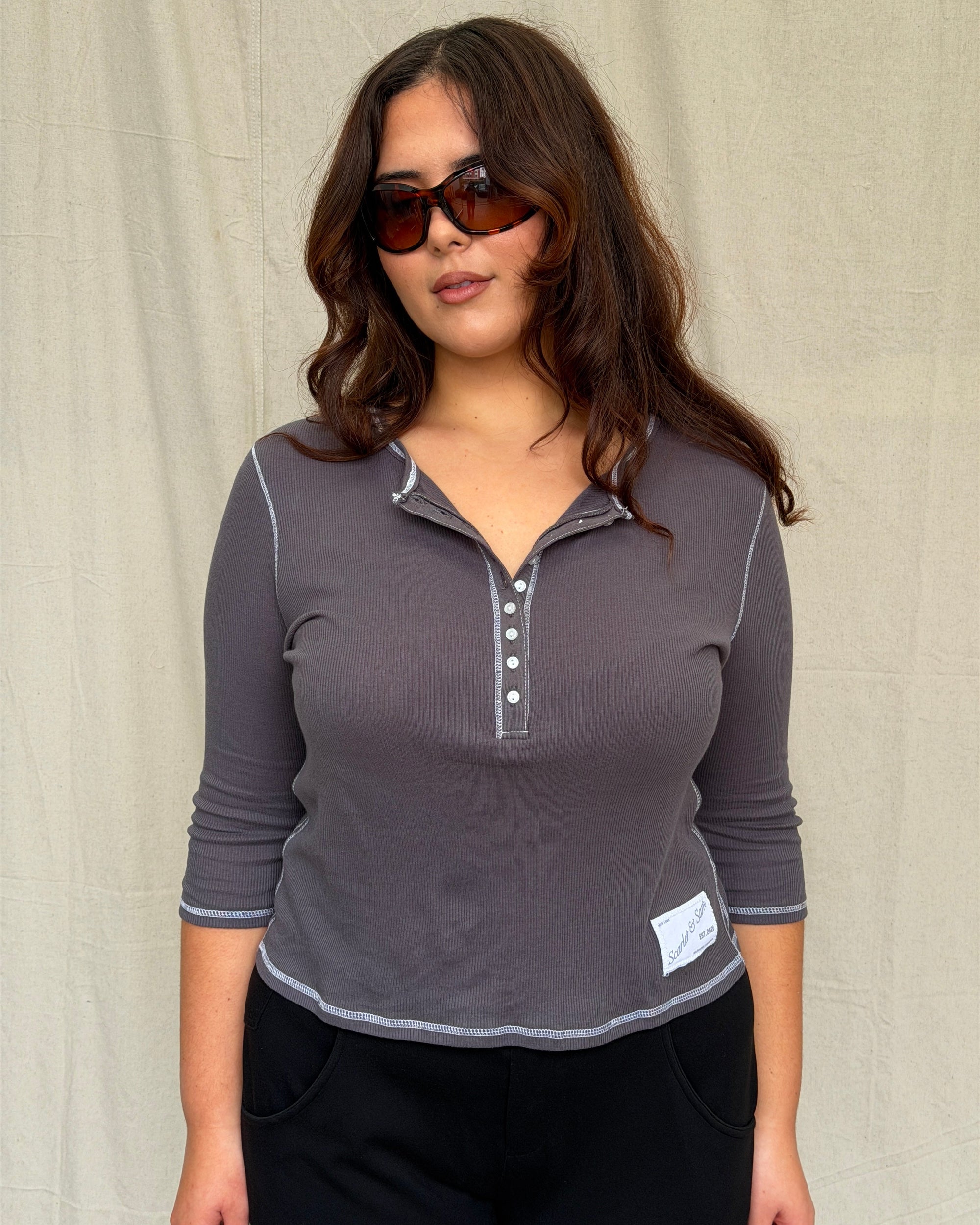 Henley Rib 1/2 Sleeve