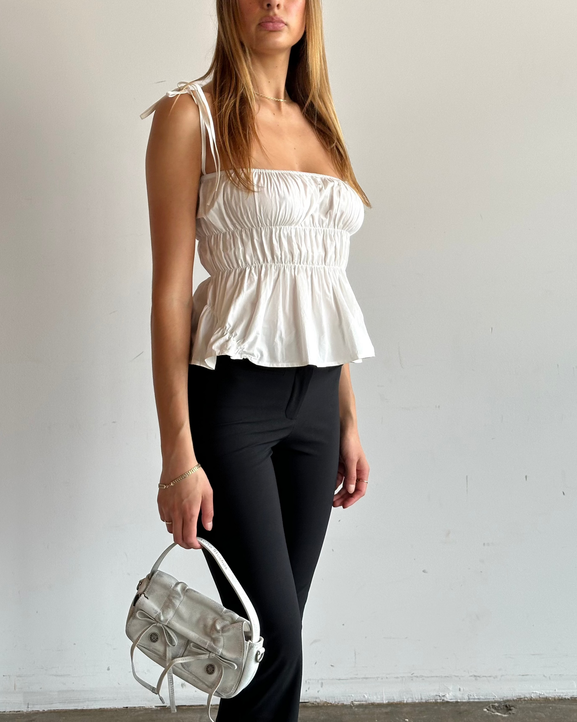 Scrunched Tank - White