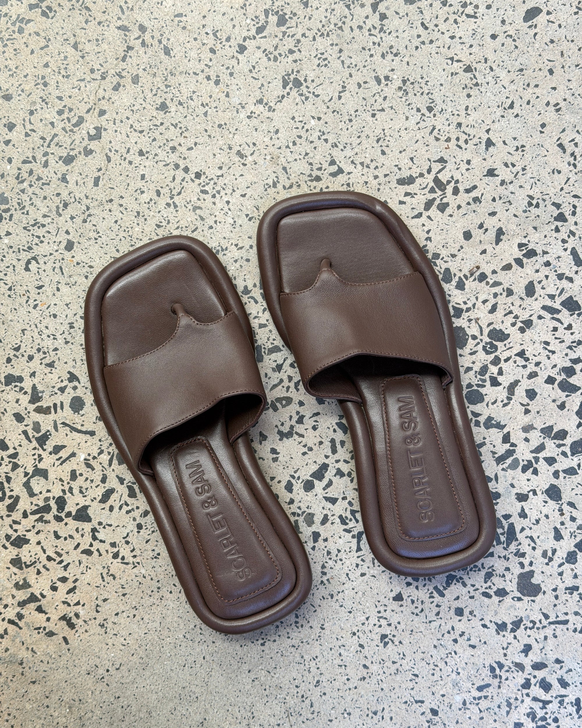 chocolate brown slide sandal