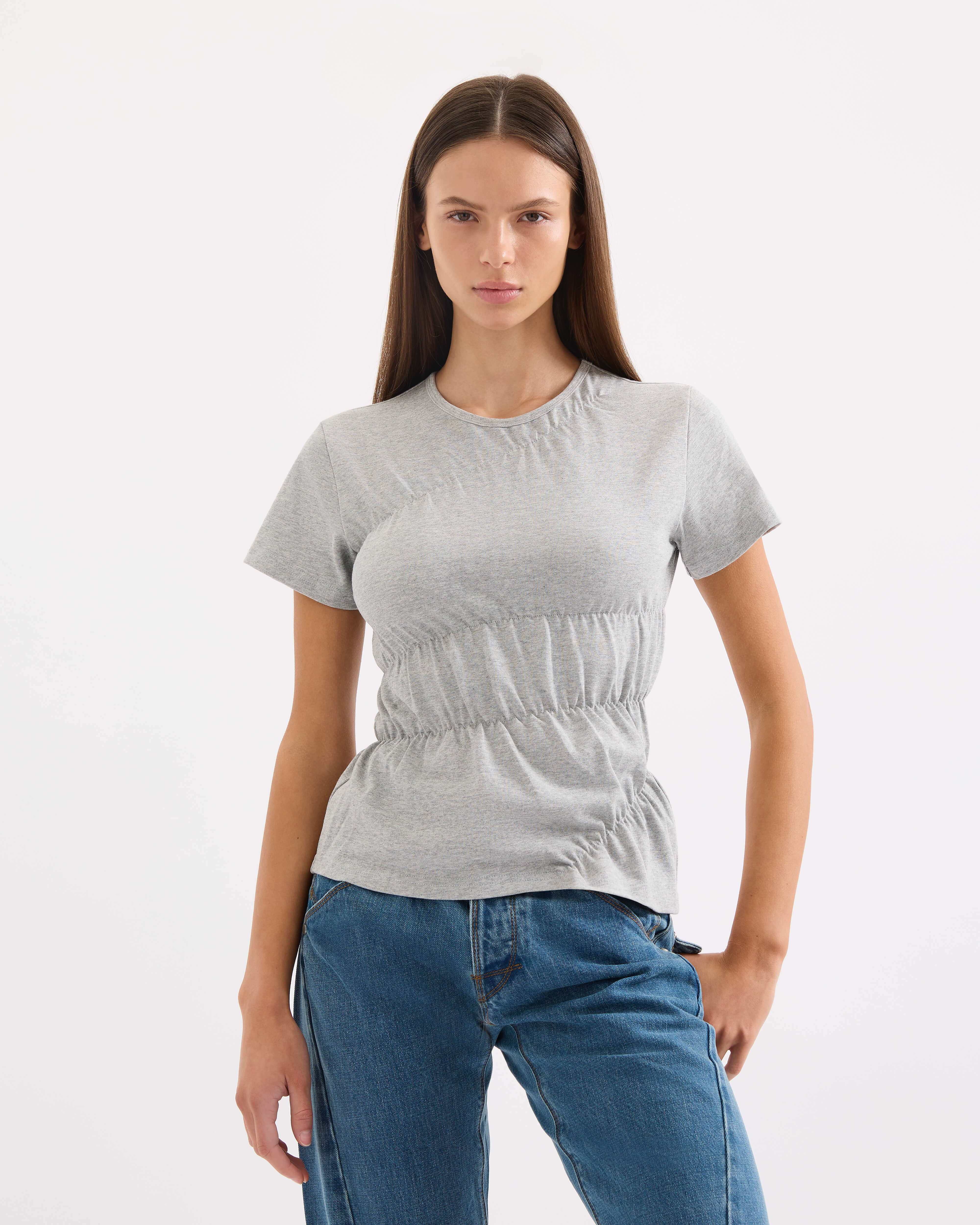 売れ筋商品|||サムス サムス Tシャツ レディース トップス SADALILA - Basic T-shirt - grey melange Scrunched Tee - Grey