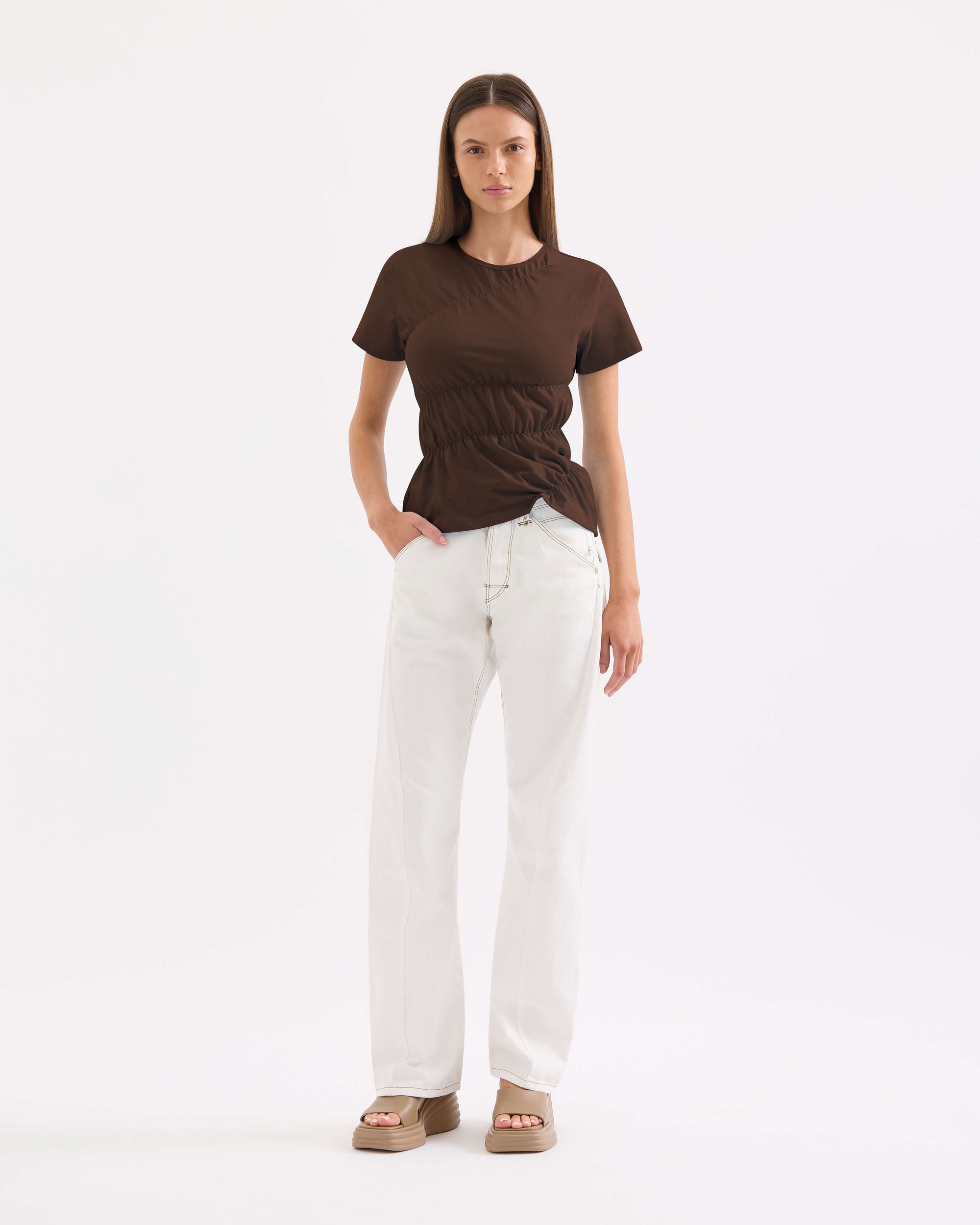Scrunched Tee - Chocolate