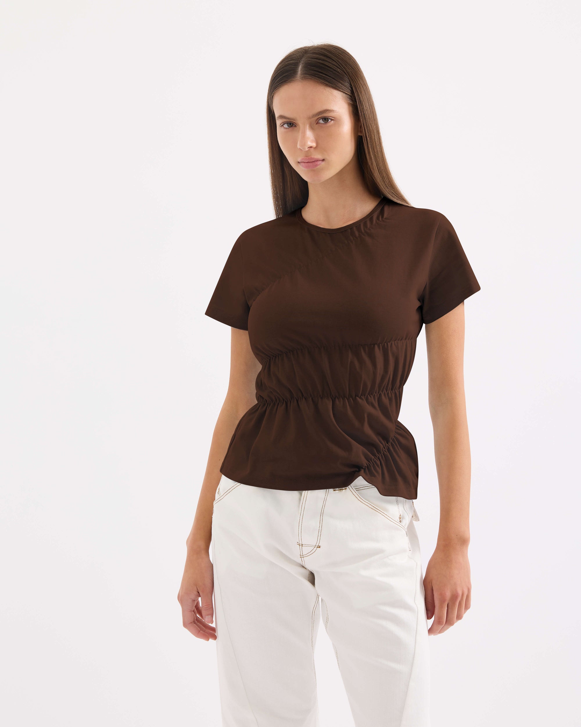 Scrunched Tee - Chocolate