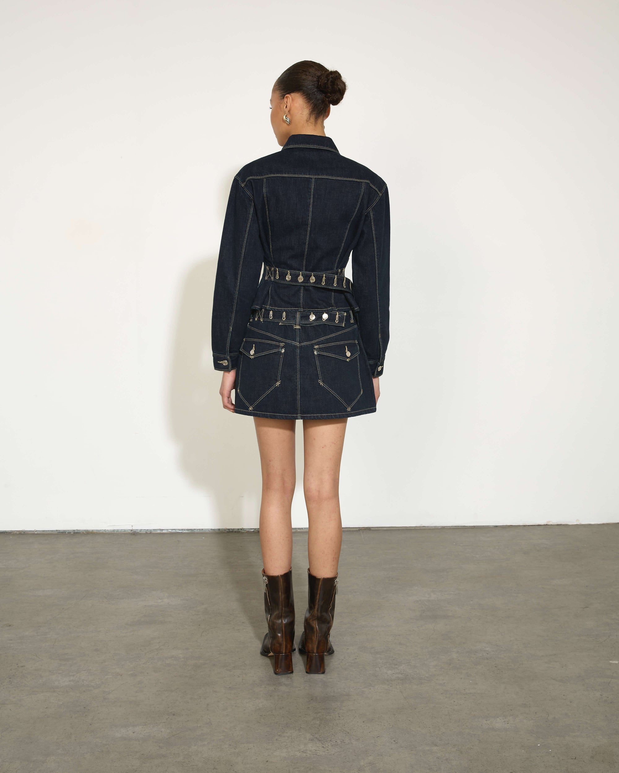 Signature Belted Denim Mini Skirt