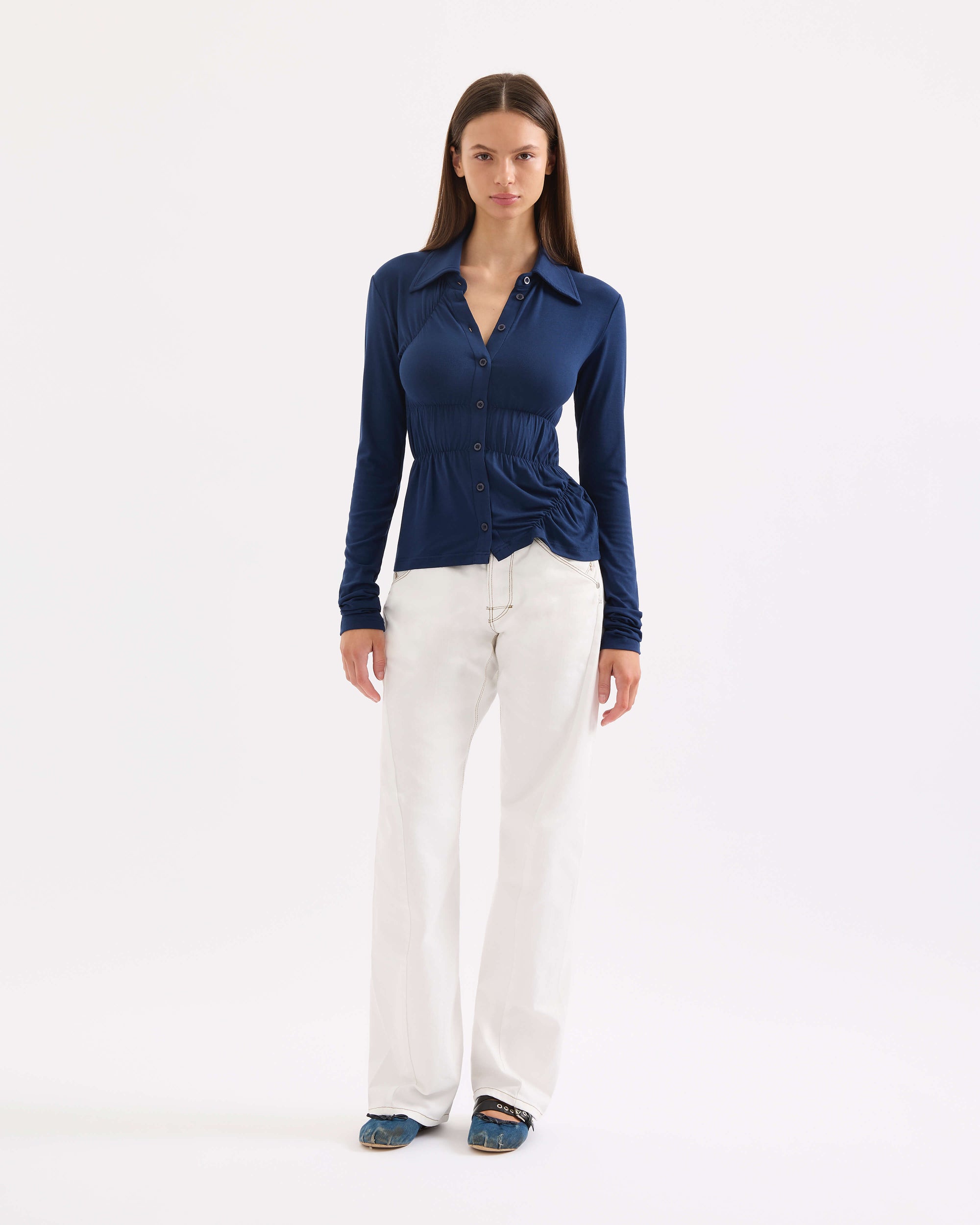 Scrunched Polo - Navy
