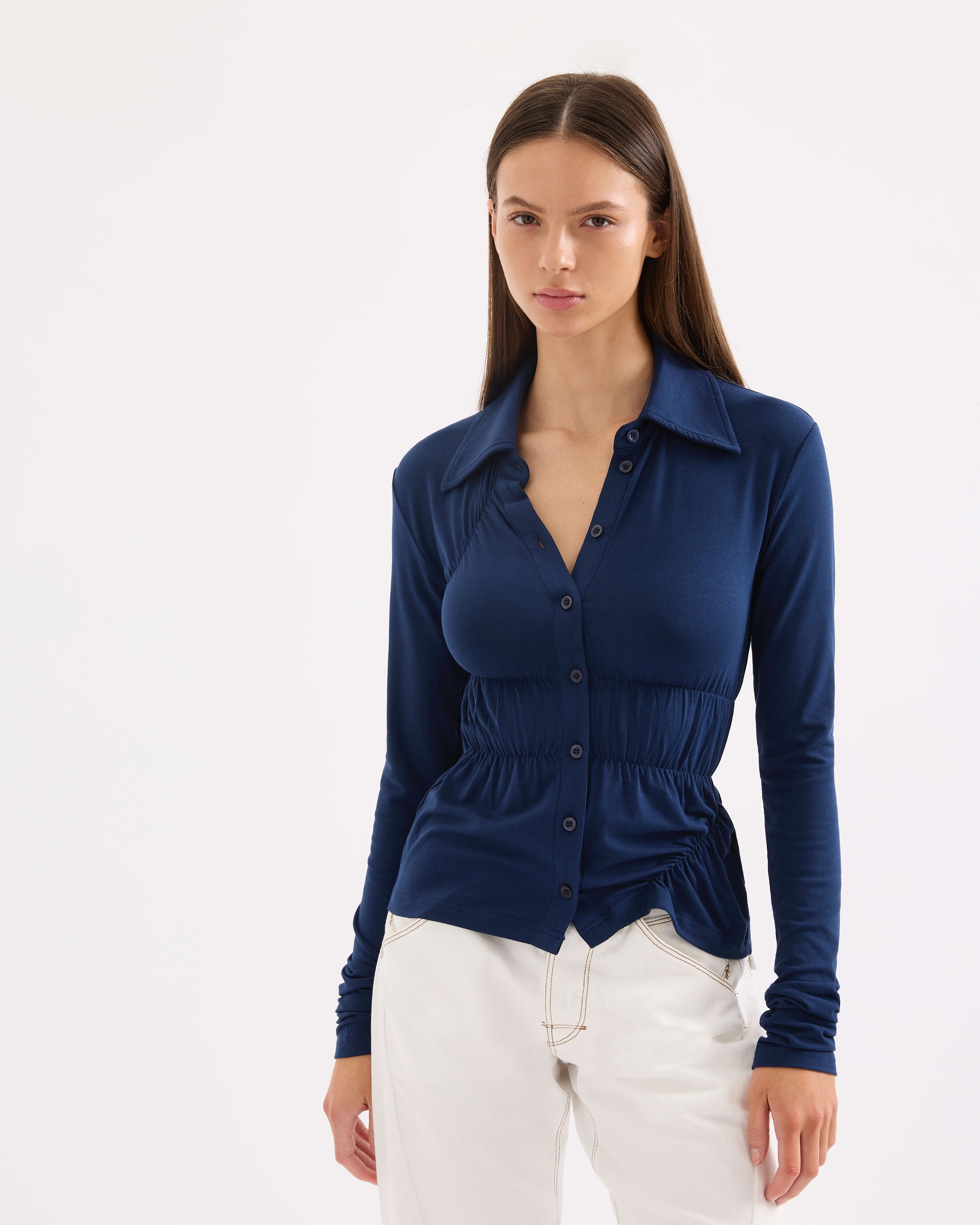 Scrunched Polo - Navy