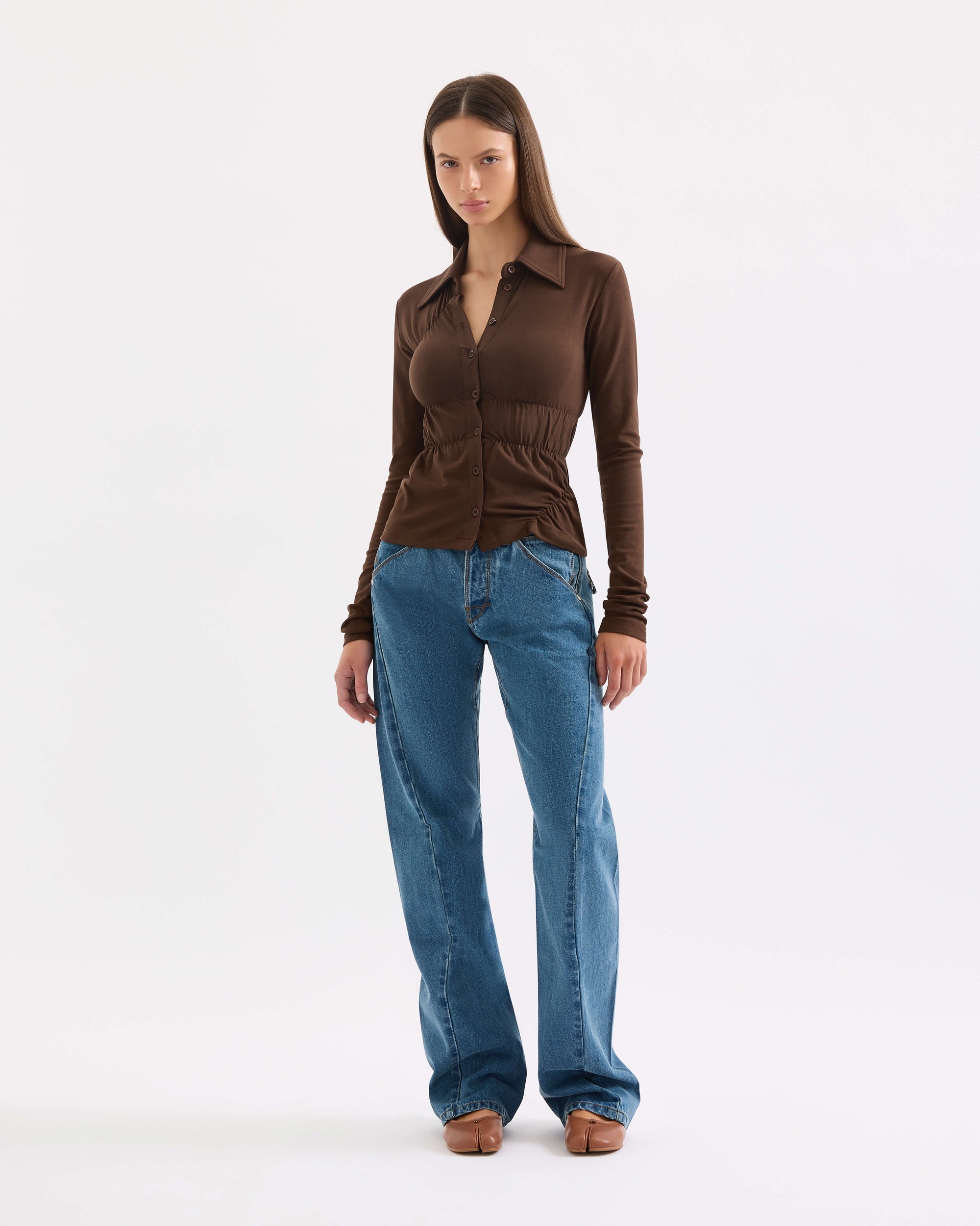 Scrunched Polo - Chocolate
