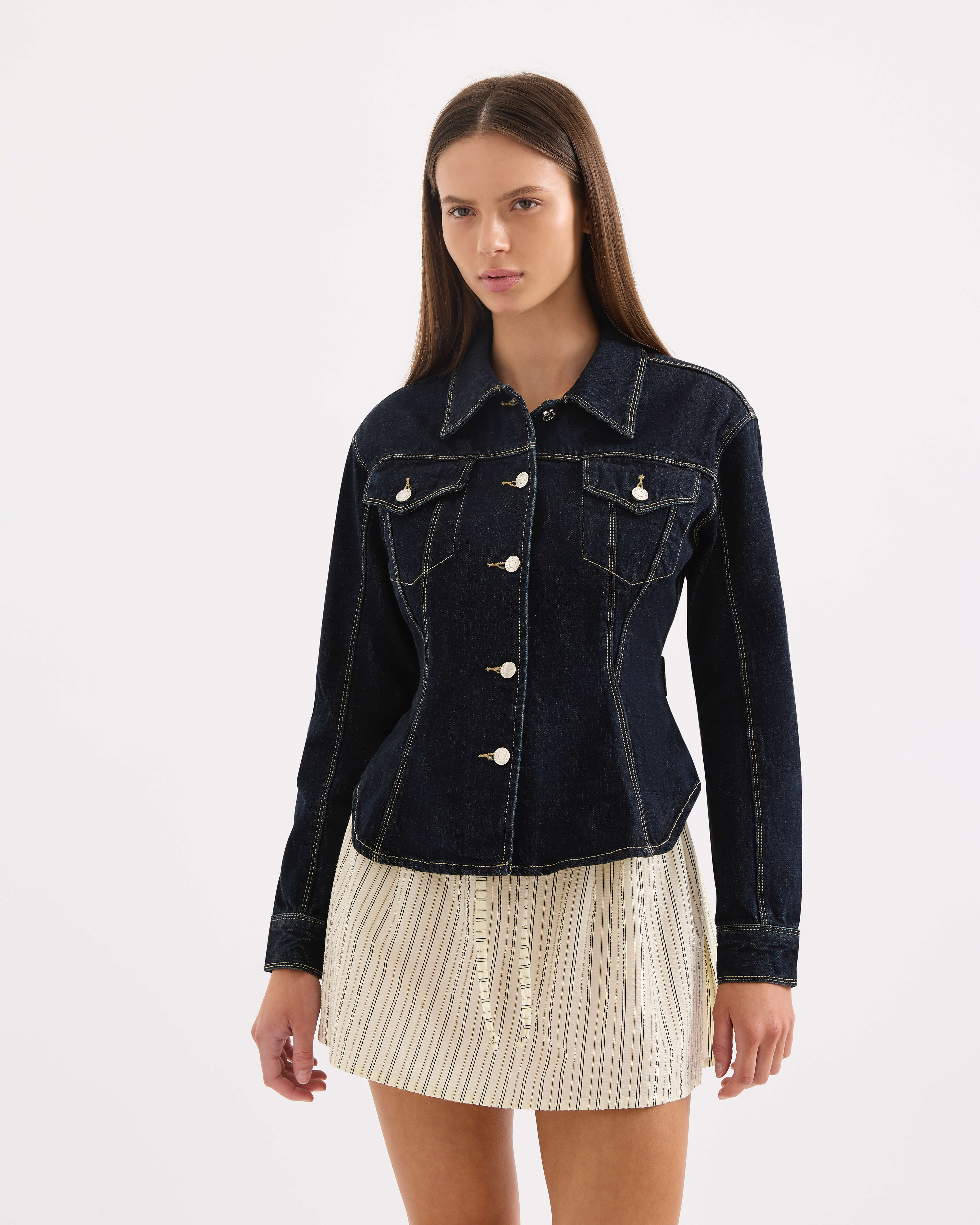 ジャケット・アウター New Classic Belted Denim Jacket 208274206-1-midblue