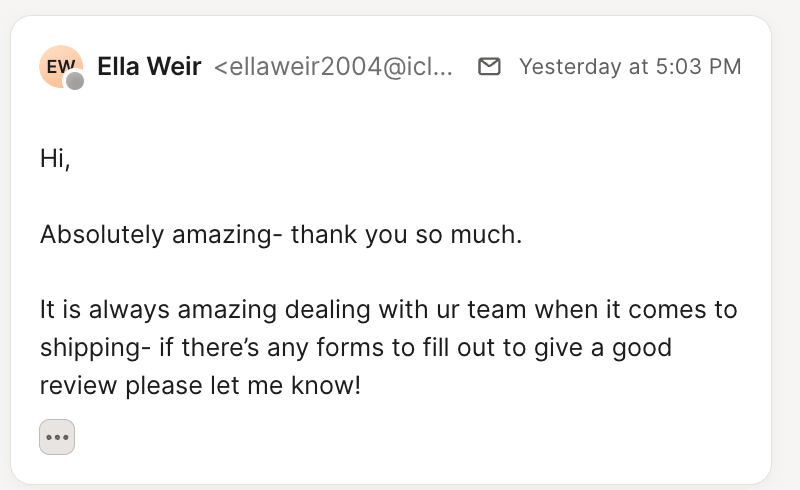 Customer feedback for Scarlet & Sam