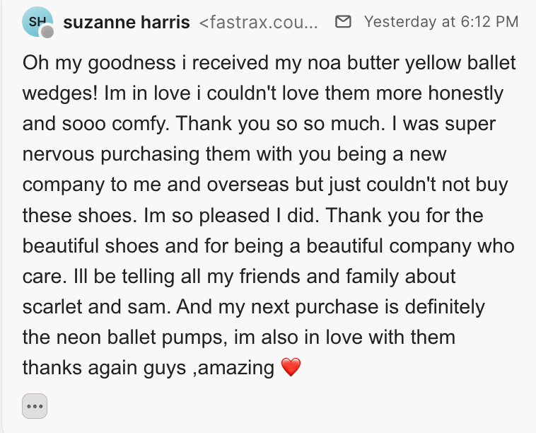Customer feedback for Scarlet & Sam