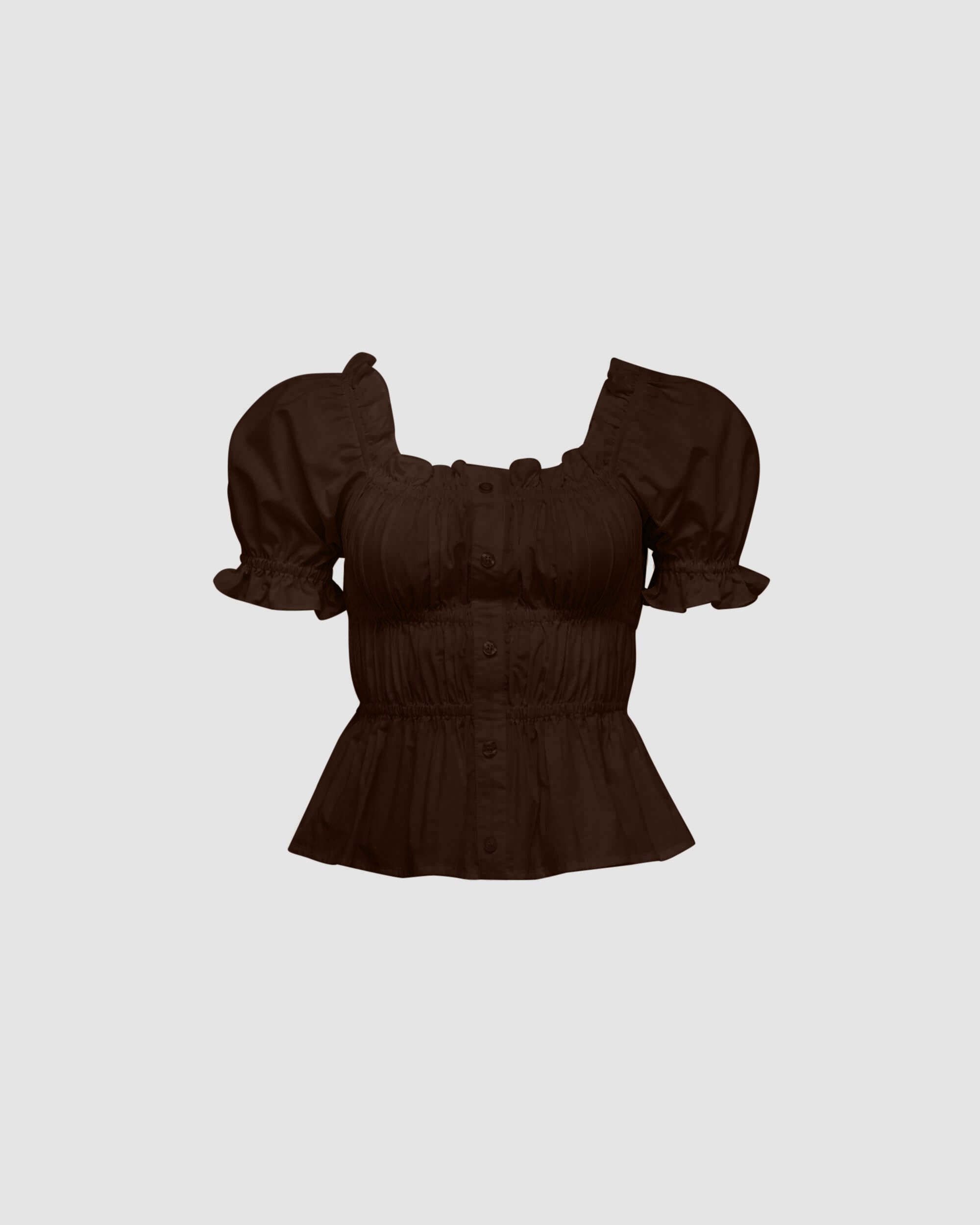 Scrunched Babydoll Top - Chocolate
