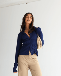 Scrunched Polo - Navy