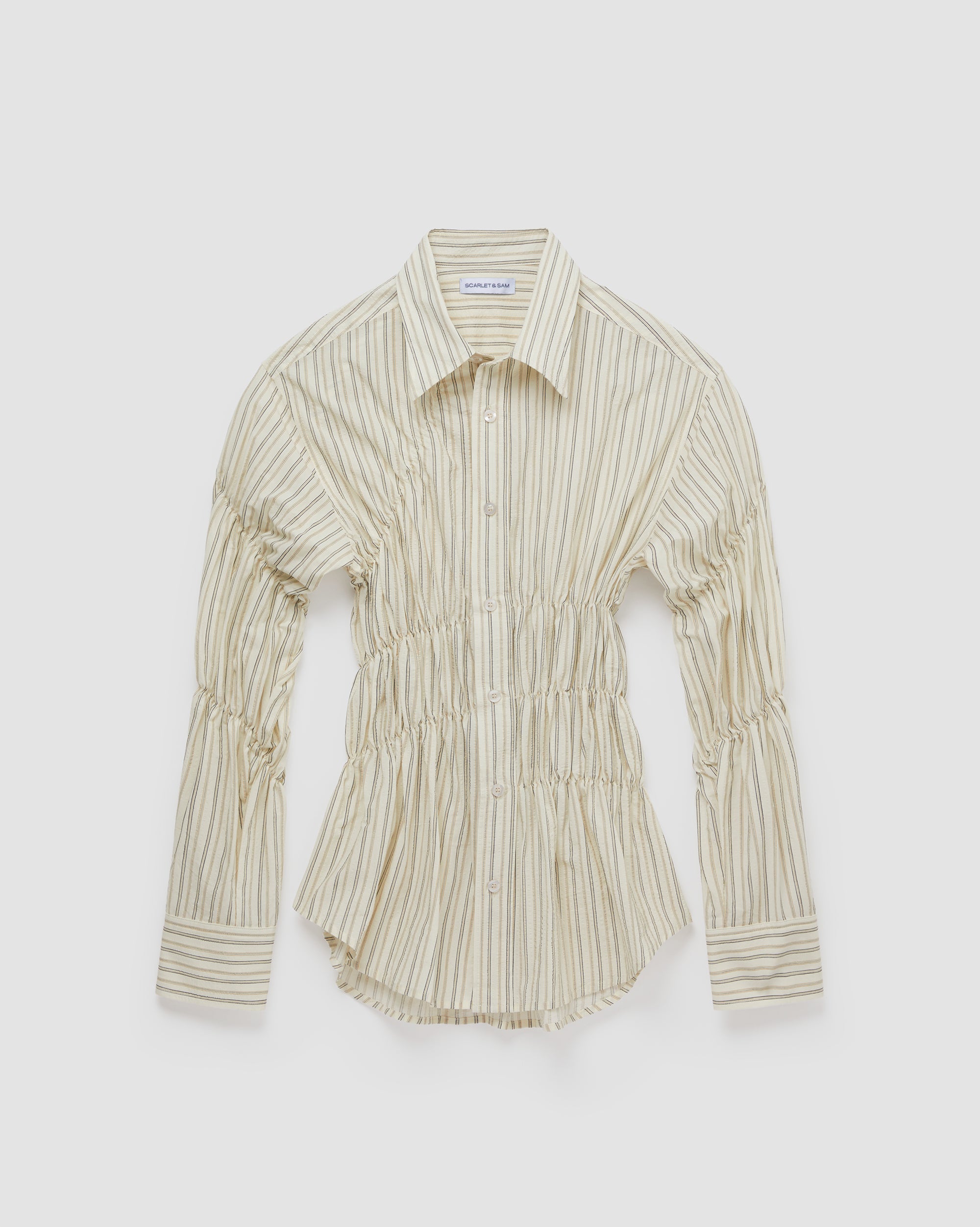 Scrunched Shirt - Butter Pinstripe