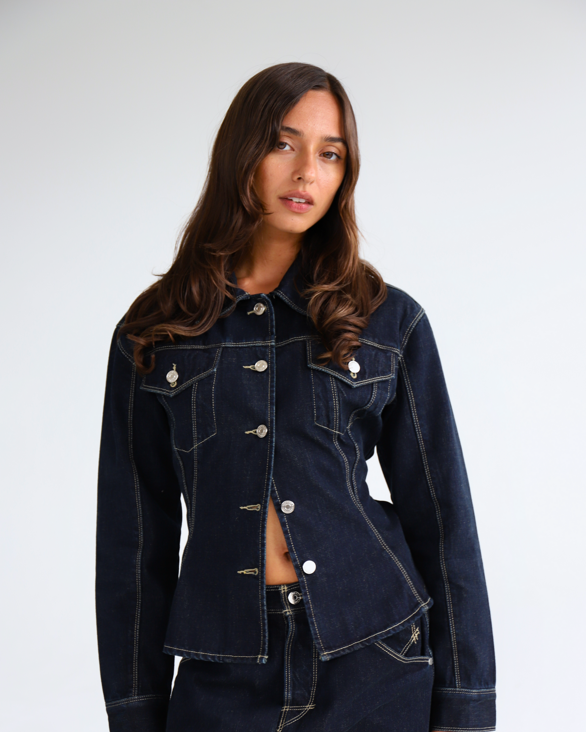 Signature Belted Denim Jacket - Indigo